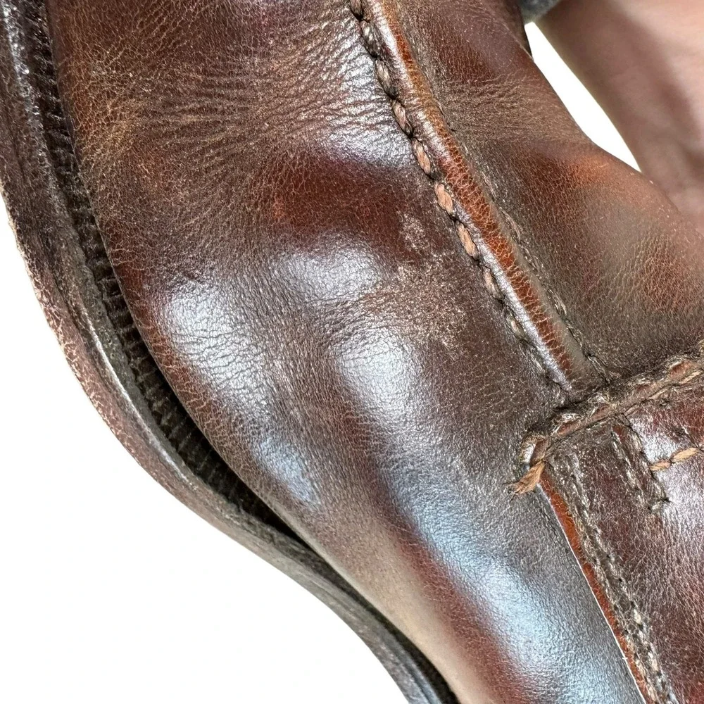 Zelli Chestnut Brown Calfskin‎ Leather Split Toe Oxford Lace Up Dress Shoes 10M